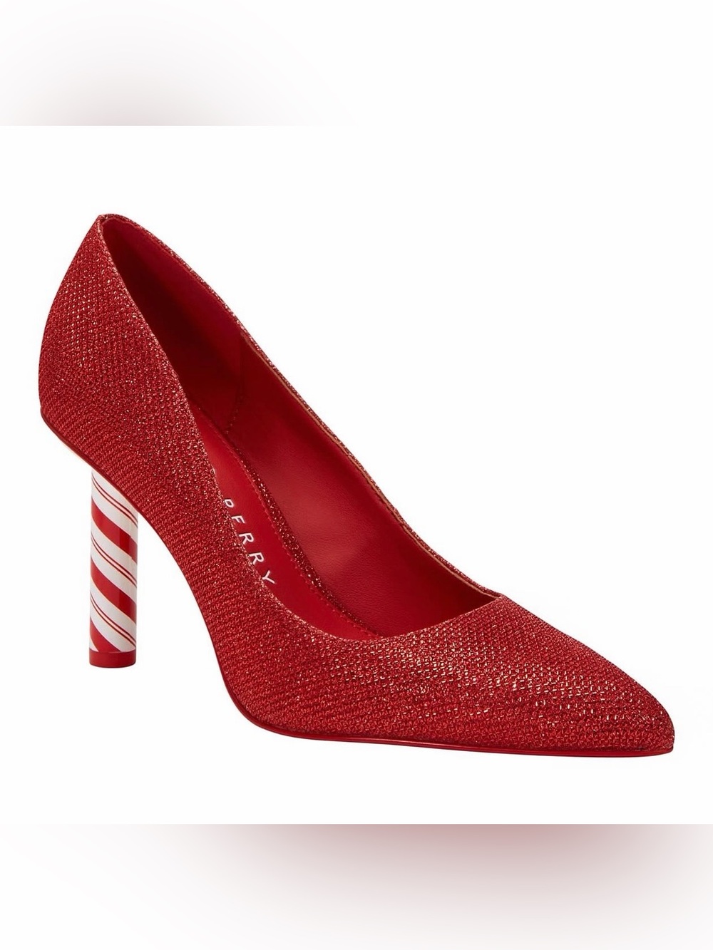 Brand new Katy Perry Christmas Red Pointed-Toe Pump Striped peppermint Heel 9
